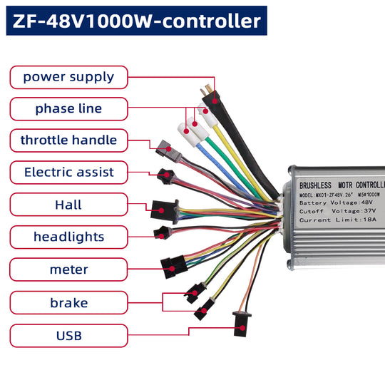 Shengmiluo original electric bicycle 1000W controller suitable for MX01/MX03/MX02S series wired connectors